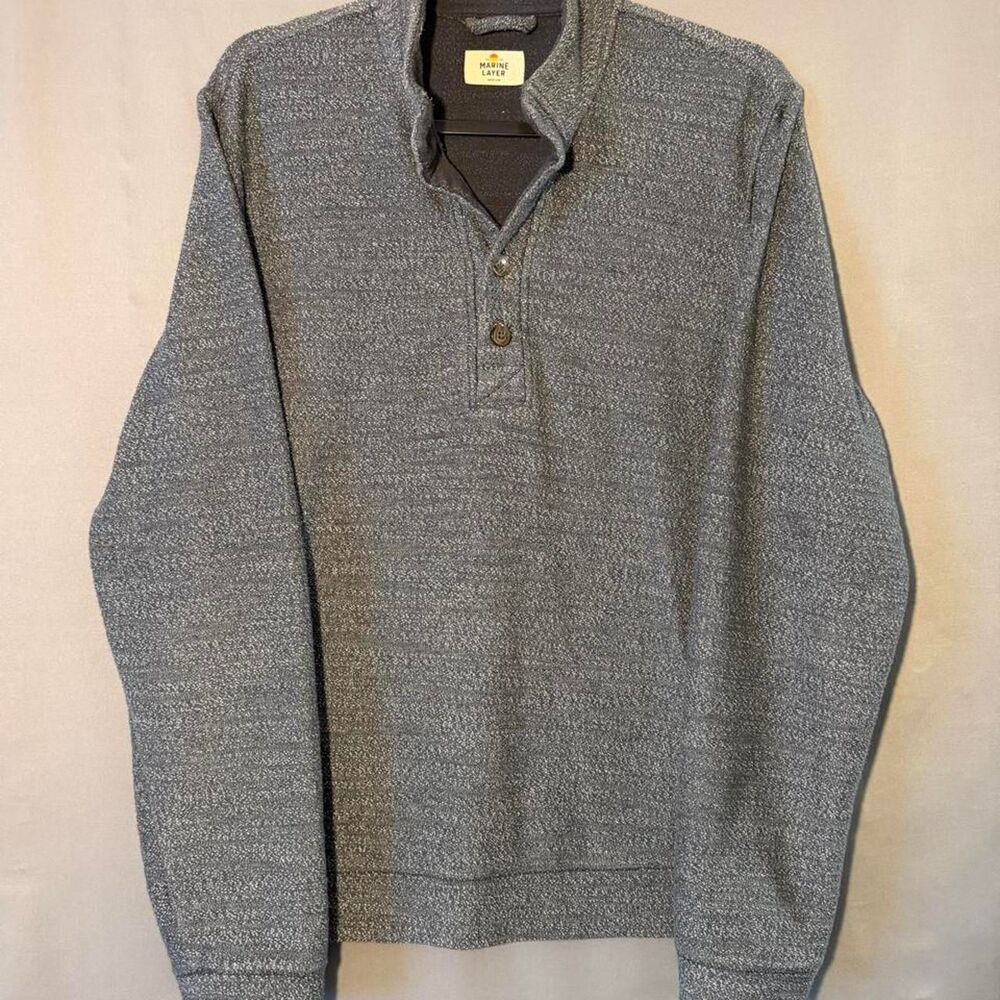 Marine-layer Men's Grey and Blue Jumper